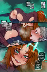 2021 2girls big_breasts blush canon_couple color colored diana_(league_of_legends) female female_only kissing league_of_legends leona_(league_of_legends) moon mr.skull multiple_girls page_12 ratatatat74 red_hair riot_games ruination_(comic) ruined_king_symbol saliva stockings sun text tight_pussy tongue white_hair yuri