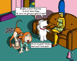 all_fours ambiguous_penetration anthro bent_over bestiality blargsnarf brian_griffin canid canid_on_humanoid canine canine_humanoid canine_on_human canis cheating cucked_by_beast cuckold digital_media_(artwork) dog doggy_style domestic_dog embarassed english_text eyes family_guy female female_human female_on_feral feral from_behind golden_retriever group hetero human human_on_feral humor interspecies lois_griffin male male/female male_canine mammal marge_simpson netorare ntr red_lipstick santa's_little_helper text the_simpsons zoophilia