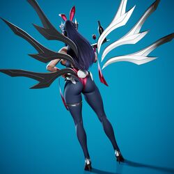 3d ass battle_bunny_irelia big_ass bunny_ears bunny_girl bunnysuit female female_only heels hi_res highres irelia_xan large_ass league_of_legends pantyhose purple_hair ryanreos solo thick_thighs thighs