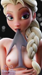 blue_eyes breasts disney elsa_(frozen) frozen_(film) naked nekoanimo nipples panties