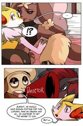 angry anthro braixen breasts comic comic_page duo explicit_text female fur generation_4_pokemon generation_6_pokemon group hi_res keluturtle kingbriarturtle lopunny male male/female male_braixen mega_evolution mega_lopunny nintendo pokémon_(species) pokemon pokemon_(species) porn_studio simple_background smeargle text video_games zoroark