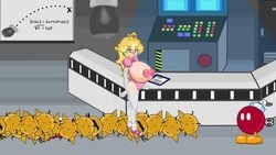 1girls animated areolae big_breasts blonde_hair blue_eyes bob-omb breasts cleft_(mario) crown cum cumming earrings ejaculation elbow_gloves female hair handjob huge_breasts mario_(series) nintendo nipples paper_mario playshapes pokey_(mario) princess_peach royalty stockings super_mario_bros. tagme thighhighs video