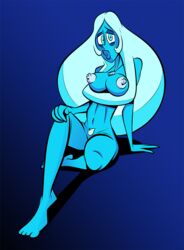 blue_diamond_(steven_universe) blue_skin breasts female looking_at_viewer nipples nude pubic_hair solo steven_universe themrock