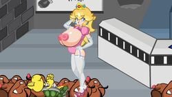 1girls animated areolae big_breasts blonde_hair blue_eyes bob-omb breasts buttjob crown cum cum_in_pussy cum_inside cumming double_penetration earrings ejaculation elbow_gloves female gloves goomba hair high_heels huge_breasts koopa_troopa mario_(series) nintendo nipples oral penis playshapes princess_peach royalty sex stockings super_mario_bros. tagme thighhighs vaginal vaginal_penetration video