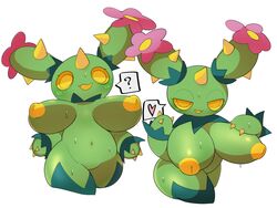 1girls anthro cactus ebi10000000000 female_only game_freak heart huge_breasts large_breasts literally_a_fucking_cactus maractus nintendo pokémon_(species) pokemon question_mark seductive_look simple_background solo_female tagme thick_thighs white_background wide_hips yellow_eyes