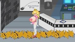 1girls animated areolae big_breasts blonde_hair blue_eyes bob-omb breasts crown earrings elbow_gloves female hair huge_breasts mario_(series) nintendo nipples penetration playshapes pokey_(mario) princess_peach royalty shy_guy stockings super_mario_bros. tagme thighhighs video