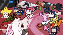 absurd_res albino albinoraynedeer anthro bad_dragon bad_dragon_dildo bad_dragon_toy bedroom_eyes bishop_(ty4brawl) bite biting_lip bouquet_of_flowers box_of_chocolates candy capreoline cervid chocolate clothing condom_box controller cup dessert dildo dualsense eeveelution equid equine fan_character female fishnet flower food game_boy game_boy_family game_cartridge game_console game_controller genitals gift gift_tag hi_res holidays horse jewelry jewelry_box jirachi legendary_pokemon mammal massage_tool mesh_clothing mostly_nude narrowed_eyes necklace nightgown nintendo pikachu plant playstation_5 plushie pokémon_(species) pokemon pokemon_(species) pokemon_rgby pony pussy rayne_blanc robe robe_only rose_(flower) seductive semi-anthro sex_toy side_b solo solo_focus substitute substitute_doll sylveon teats valentine's_day vesper video_games wafer_stick white-tailed_deer xbox_series_x