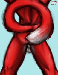 absurd_res anthro ass balls butt_focus domestic_cat felid feline felis fur genitals hermesdidit hi_res male mammal multicolored_body multicolored_fur muscular muscular_anthro muscular_male red_body red_fur simple_background sketch solo