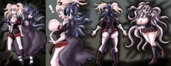 2girls breast_expansion breasts cleavage crossover danganronpa doodledowd fusion hex_maniac human junko_enoshima nintendo pokemon pokemon_xy sequence smooth_skin tagme