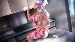 ass breasts fap_ceo flour kitchen lisa_(fap_ceo) milk nutaku