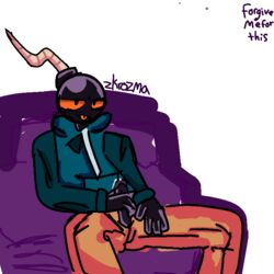 1boy anthro couch friday_night_funkin friday_night_funkin_mod hoodie legs_spread male male_only masturbation penis precum solo vs_whitty_(fnf_mod) whitty_(fnf_mod) whitty_(friday_night_funkin) zkrozma