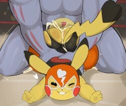 anal anal_insertion anal_penetration anal_sex anthro ass big_butt biped bodily_fluids clothed clothing cosplay_pikachu_(costume) cum cum_inside female female_focus female_penetrated generation_1_pokemon genital_fluids hi_res huge_butt looking_pleasured machoke male male/female male_penetrating male_penetrating_female nintendo penetration penile penile_penetration penis_in_ass pikachu pikachu_libre pleasured pokemon pokemon_(species) sex size_difference usnarbit yellow_body