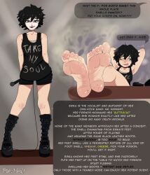 armpits barefoot black_hair boots crossed_feet feet_crossed feet_on_table feet_soles foot_fetish foot_sole goth goth_girl goth_makeup gothic gothic_girl musk_clouds oc original_character pancitohalf reference_sheet rock rock_band short_hair smelly smelly_feet smelly_shoes soles stink_fumes stinky_feet stinky_shoes stinky_toes sweaty sweaty_feet tank_top toes visible_stench