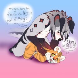 1:1 absurd_res anthro bdsm belly big_penis bodily_fluids bondage bound dragon duo eager english_text excited felid female floor_bondage floor_sex friends_with_benefits genitals hands_tied hi_res hybrid khramchee knot knotted_penis male male/female mammal mythological_creature mythological_scalie mythology pantherine penis restraints rope rope_bondage saliva scalie sex size_difference sparkles text