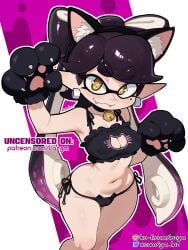 1girls bell_choker bell_collar black_hair black_panties breasts callie_(splatoon) cat_bell cat_ears cat_paws female female_only gm_laz laz_gm light-skinned_female light_skin nipple_bulge panties patreon pseudo_hair small_breasts solo solo_female splatoon splatoon_(series) tagme twitter_username white_background