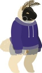 antennae_(anatomy) anthro arthropod arthropod_abdomen balls bottomless casual_exposure clothed clothing fluffy_balls genitals hi_res hoodie hoodie_only hybrid insects lepidopteran machine male mocha_(tf2_demo_2004) moth oversized_clothing oversized_hoodie oversized_topwear penis protogen solo solo_male tf2_demo_2004 topwear topwear_only