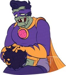 blowjob buff consentacleez male/male muscular muscular_male oral plants_vs_zombies plants_vs_zombies:_garden_warfare plants_vs_zombies:_heroes pompadour super_brainz_(pvz) superhero tagme zombie zombie_(pvz)