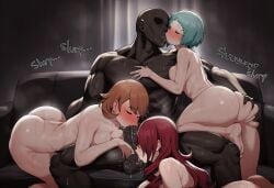 1boy 3girls ai_generated aqua_hair aroused ass_grab atlus bald bald_male balls balls_lick balls_sucking big_ass big_breasts big_penis blush brown_hair bubble_butt closed_eyes curvy dark-skinned_male deep_kissing deepthroat drooling faceless_male fellatio female fffm_foursome foursome french_kiss fuuka_yamagishi grabbing_ass groping group group_sex hand_on_ass harem hazakura151 highres huge_cock indoors interracial kissing kneeling large_ass large_breasts laying laying_on_side legs_apart licking_balls light-skinned_female light_brown_hair long_hair male mitsuru_kirijo multiple_girls on_knees pear-shaped_figure persona persona_3 persona_3_portable persona_3_reload pimp red_hair room saliva sega short_hair sitting sitting_on_couch slurp sound_effects sucking sucking_balls sucking_penis sucking_testicles sweat sweatdrop sweating teamwork testicle_sucking testicles thick thick_ass tongue veiny_penis yukari_takeba