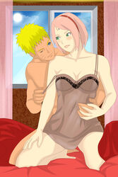 1boy 1girls before_sex blonde_hair blue_eyes blush boruto:_naruto_next_generations dress female grabbing_from_behind green_eyes holding_hands kimikochan017 long_hair looking_at_another male male/female naked naruto naruto_(series) one_eye_closed pink_hair sakura_haruno short_hair smile strap_pull undressing uzumaki_naruto