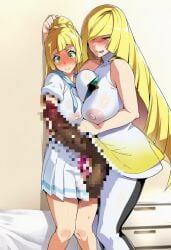 1futa 1girls 2girls ai_generated balls bed bedroom big_balls big_breasts big_penis blonde_female blonde_hair blush censored_balls censored_pussy censored_vagina clothing cruise_ship exposed_penis exposed_pussy futanari hallway high_heels incest inside leaning_against_wall lillie_(pokemon) locked_pussy long_hair looking_at_pussy lusamine_(pokemon) lustful_gaze mother_and_daughter multiple_girls nipples no_bra no_panties penis pokemon pokemon_sm ponytail pussy_juice saliva see-through_clothing see-through_shirt shoes smile smiling touching_hair touching_penis unzipped_pants upskirt vagina wet_clothing wet_nipples yuri