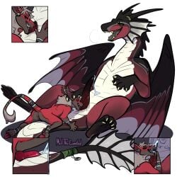 2020 animal_genitalia animal_penis anthro anthro_on_feral ayrrenth black_body black_fur black_penis bodily_fluids breath canid canid_demon canine canine_genitalia canine_penis cloaca close-up countershade_neck countershade_tail countershade_torso countershading cum cum_in_mouth cum_inside cum_on_chest cum_on_self cum_string cumshot cutaway demon dragon duo ear_piercing ear_ring ear_stud ejaculation erection feral frill_(anatomy) fur furgonomic_piercing furgonomics gauged_ear genital_fluids genitals green_eyes grey_body grey_fur hellhound hi_res horn horn_piercing horn_ring_(piercing) knot knotted_penis larger_feral larger_male licking male male/male male_anthro male_feral mammal meldritchhorror membrane_(anatomy) membranous_wings mythological_canine mythological_creature mythological_scalie mythology nude nude_anthro nude_male open_mouth open_smile oral panting penile penis penis_lick piercing red_body red_fur red_penis ring_piercing scalie sex size_difference smaller_anthro smaller_male smile tail tail_motion tailwag tapering_penis teeth tongue tongue_out white_body wings zoophilia