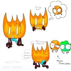 battle_for_dream_island bfdi blue_penis boner caught_masturbating coiny_(bfdi) desperate embarrassed firey_(bfdi) gelatin_(bfdi) horny kneeling needy nervous saying_name stroking_cock tentacle thinking_of_someone_else