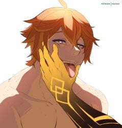 1:1 1:1_aspect_ratio 1boy 2021 2boys 5_fingers above_view absurd_res absurd_resolution absurdres anime_style antenna_hair chest childe_(genshin_impact) cleavage color colored cute cute_face cute_male digital_art digital_drawing digital_drawing_(artwork) digital_media digital_media_(artwork) dominant_pov dumb_face eye_contact eyebrows eyebrows_visible_through_hair eyes face_focus face_grab fluffy_hair focus freckles freckles_on_chest freckles_on_face gay genshin_impact ginger ginger_hair glowing_hand grey_eyes hand_on_face hi_res high_resolution highres hoyoverse light-skinned_male light_skin male male/male male_cleavage male_focus maledom malesub matemi medium_hair mihoyo mihoyo_technology_(shanghai)_co._ltd. morax_(genshin_impact) muscular muscular_male naughty naughty_face needy no_sex open_mouth patreon patreon_username pecs pov_eye_contact pov_male red_hair seductive seductive_eyes seductive_mouth shaded silly silly_face simple_background smiling smirk smirking smirking_at_viewer solo_focus sticking_out_tongue submissive submissive_face submissive_male symbol tartaglia_(genshin_impact) teasing teeth tongue tongue_out topless topless_male twink twunk very_high_resolution watermark white_background yaoi zhongli_(genshin_impact)