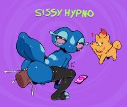 anal anal_sex anthro ass blush bodily_fluids cum cum_inside femboy game_freak gecqua genital_fluids genitals hi_res hypnosis kinkykong male male/male male_penetrated male_penetrating male_penetrating_male mind_control miori nintendo penetration penis pokemon pokemon_(species) pokemon_ww pombon pomken purple_background sex simple_background stomach_bulge sweat sweatdrop text