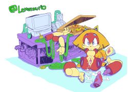 abigail_(samurai_pizza_cats) barefoot breasts cum cum_in_pussy feet female fembot oiruazume parts parts_exposed pussy robot robot_girl samurai_pizza_cats shortstack soles