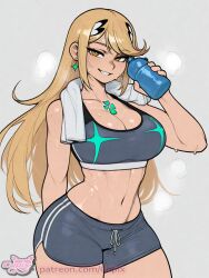 artist:cupix xenoblade_chronicles mythra_(xenoblade) 1girl solo breasts large_breasts nipples areolae ass pussy nude completely_nude uncensored nsfw hentai blush curvy thick_thighs wide_hips thighs navel long_hair looking_at_viewer smile seductive open_mouth full_body high_resolution highly_detailed simple_background rule34 ai_generated patreon