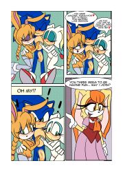 absurd_res after_sex anthro archie_comics areola balls blush breasts bunnie_rabbot canon_x_oc closed_eyes clothing comic cybernetic_leg cybernetic_limb cybernetics cyborg demichan dialogue digital_media_(artwork) dress english_text eulipotyphlan fan_character female footwear fur genitals gloves green_eyes group hair half-closed_eyes half-erect handwear hedgehog hi_res humanoid_genitalia humanoid_penis lagomorph leporid lying machine male male/female mammal mature_anthro mature_female narrowed_eyes nipples nude on_back open_mouth penis rabbit sega shoes smile sonic_(series) sonic_the_hedgehog sonic_the_hedgehog_(archie) sonic_the_hedgehog_(comics) sonic_the_hedgehog_(series) speech_bubble standing text vanilla_the_rabbit vulva