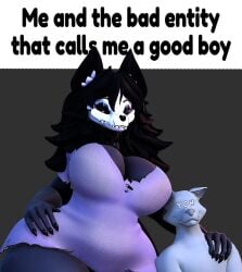 1girls 1other 2026 3d 3d_(artwork) 3d_model 3d_render anthro anthro_on_anthro big_breasts black_fur black_hair clothed clothed_female clothing huge_breasts mal0 malo meme meme_caption palmtreerothic scp-1471 scp-1471-a scp-1471-a_(da.nilkaz) scp_foundation skull_head taller_female ych ych_(character) you