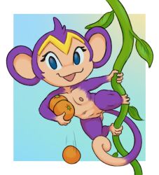 2025 female flat_chested food genitals haplorhine hi_res looking_at_viewer mammal monket monkey monkey_girl monkey_shantae nipples nude open_mouth plant primate shantae_(character) smile solo tail vines vr457 vulva wayforward