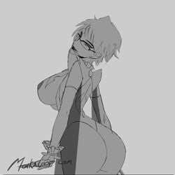 2d animated areolae ass bayonetta bayonetta_(character) bayonetta_2 beauty_mark big_breasts bouncing_breasts breasts exposed_breasts female female_only frame_by_frame glasses greyscale large_breasts moikaloop monochrome nipples pubic_hair seductive_look sega solo tagme thick_thighs