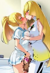 1futa 1girls 2girls ai_generated balls bed bedroom big_breasts blonde_female blonde_hair blush breast_grab breast_press censored_balls censored_pussy censored_vagina clothing cruise_ship exposed_pussy french_kiss futanari grabbing_own_penis hallway high_heels incest inside kissing lillie_(pokemon) locked_pussy long_hair looking_at_pussy lusamine_(pokemon) lustful_gaze mother_and_daughter multiple_girls nipples no_bra no_panties pokemon pokemon_sm ponytail pussy_juice saliva saliva_on_tongue see-through_clothing see-through_shirt shoes smile smiling tongue_kiss upskirt vagina wet_clothing wet_nipples yuri