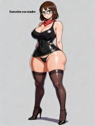 1girls absurd_res ai_generated annoyed annoyed_expression beelceteam brown_hair bubble_butt caderas_para_procrear clothed covering_breasts curvaceous_figure curves curvy_figure darkrai_minita darkraimola darkraiteam dominant_female female female_only glasses guibelverse heels hi_res high_resolution hourglass_figured_female huge_butt leotard looking_at_viewer rule_63 sexy_clothing simple_background suggestive_look suggestive_pose tagme text thick_ass thick_hips thick_legs thick_thighs twitch voluptuous_female wide_hips youtube youtube_hispanic