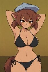 1girl ai_generated big_ass big_breasts bikini bikini_top female_focus female_only hispanic_virtual_youtuber kemonomimi latam_virtual_youtuber mogambuzz raccoon_girl sexy_body sexy_female youtuber_girl