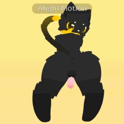 1:1 alight_motion animated anthro ass domestic_cat felid feline felis genitals male male/male mammal penis short_playtime solo wolfy wolfy_cyberware