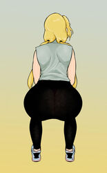 1girls ass big_ass blonde_hair captainbuttocks_(artist) dat_ass female female_only fully_clothed leggings naruto naruto_(series) naruto_shippuden see-through see-through_clothing solo spandex thong tsunade yoga_pants