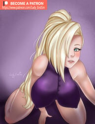 1girls big_breasts blonde_hair blue_eyes boruto:_naruto_next_generations breasts commentary_request commission female female_only ino_yamanaka ladyendsm large_areolae long_hair looking_back naruto naruto_shippuden nipples no_bra patreon sitting solo solo_focus thick_thighs