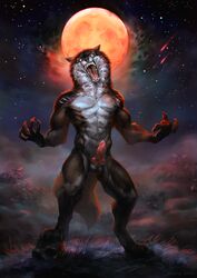 2020 anthro canid canine canis clothing fur_affinity hi_res male male_only mammal moon rakan_(werewolf) simargl solo star torn_clothing were werecanid werecanine werewolf wolf