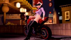 1futa 3d blackjr bottomless brown_hair clothing disney domino_mask elastigirl exhibitionism eyewear footwear futa_milf futa_only futanari helen_parr human looking_at_viewer mask milf outdoors penis pixar public smooth_skin solo tagme the_incredibles the_incredibles_2