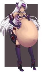 animated big_belly big_breasts blue_hair cakecatboy cakehoarder cleavage dark_skin female_only gloves hand_on_belly high_heels huge_belly kos-mos navel skimpy_armor stockings stomach_bulge stomach_deformation t-elos tagme vore white_hair x-ray xenoblade_(series) xenosaga