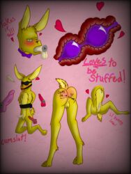 anal_beads ass blowjob body_writing bondage bunny bunny_tail degradation five_nights_at_freddy's fluffy_cheeks gag gagged gay hare male raw_sex sex_toy spring_bonnie spring_bonnie_(fnaf)