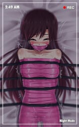 bondage brown_hair d.va female jitan777 mummification overwatch tagme