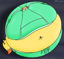 big_breasts braixen breasts female hoodiechubs inflation pokémon_(species) pokemon pokemon_(species) spherical_inflation sunken_head sunken_limbs