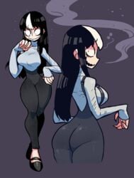 ass big_breasts black_hair breasts butt claws crap-man cute long_hair monster_girl noss_the_nosferatu_(crap-man) original tagme thick thick_ass tight_clothing