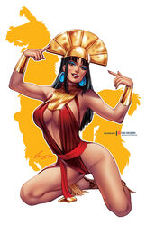 1girls big_earrings black_hair blue_earrings blue_eyeshadow breasts brown_eyes busty cleavage clothed clothing deviantart disney ear_piercing earrings elias_chatzoudis female female_focus female_only genderswap_(mtf) gold_jewelry human human_only inca_mythology kneeling kuzco latina legs lips lipstick long_hair multicolored_background native_american peruvian_female piercing red_fingernails red_lips red_lipstick red_nails rule_63 solo solo_female solo_focus teeth teeth_showing the_emperor's_new_groove thighs voluptuous white_background yellow_background