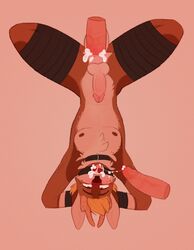 absurd_res anthro ass balls bodily_fluids bondage bondage bondage_gear bound cervid collar cum cum_in_ass cum_in_mouth cum_inside cum_string faceless_male gag genital_fluids genitals group hi_res male male/male mammal nitrus o-ring penis solo upside-down