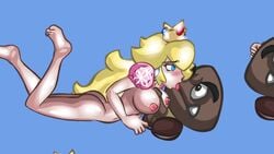 1girls animated ass big_breasts blonde_hair breasts female goomba large_breasts mario_(series) nintendo paizuri penis playshapes princess_peach tagme video